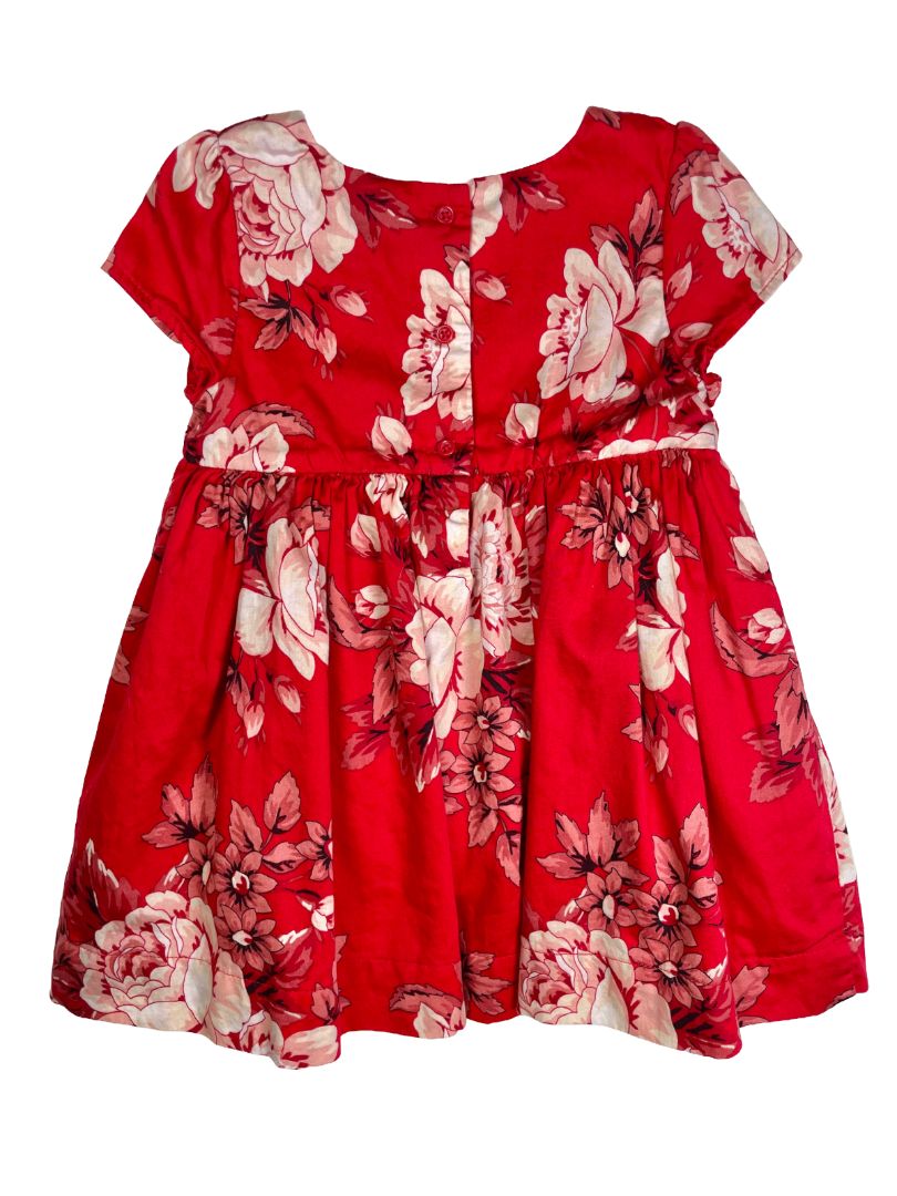 18-24 mo, babyGap, Red, Floral cap-sleeve empire dress, lined