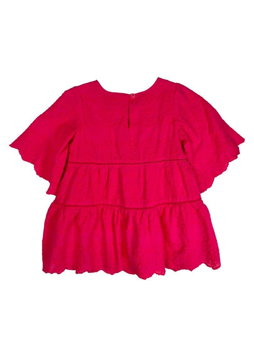 2/2T, babyGap, Pink, Bell sleeve tiered embroidered dress