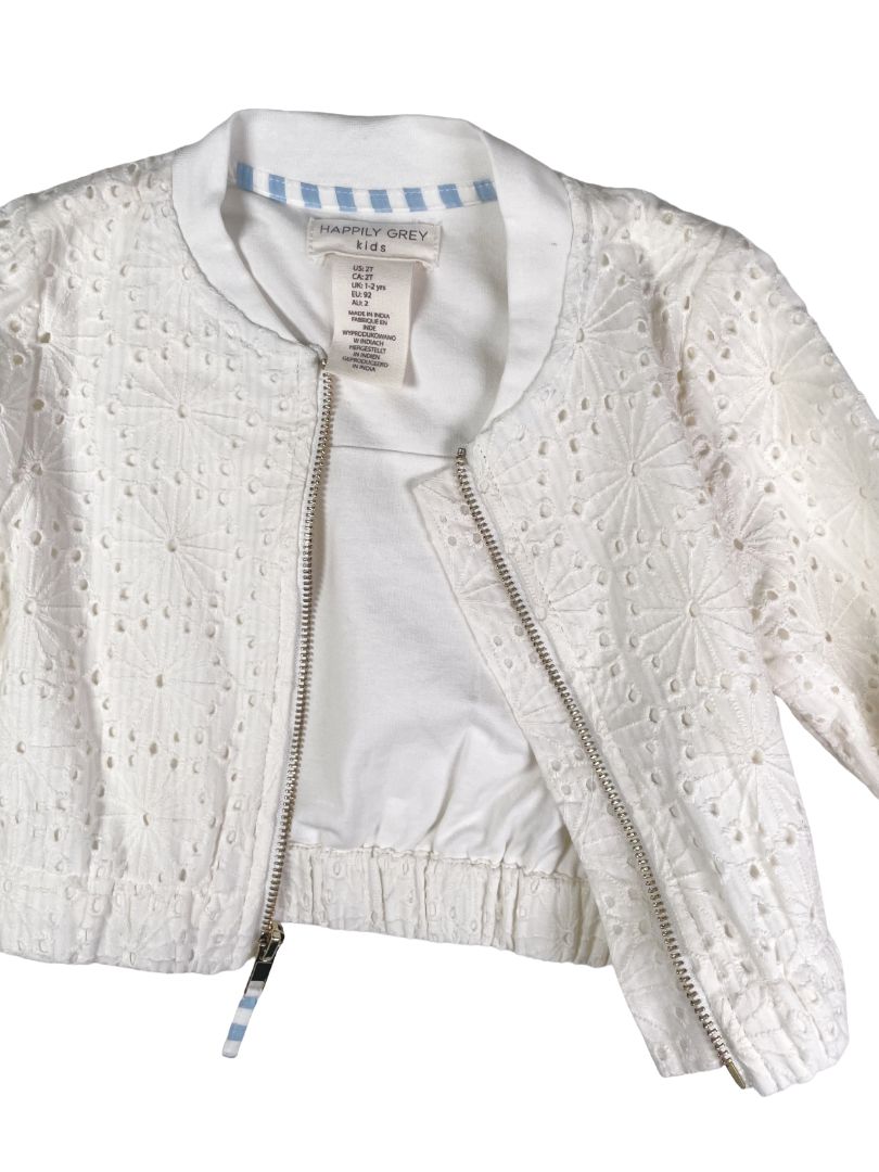 2/2T, Happily Grey, Cream, Embroidered bomber jacket