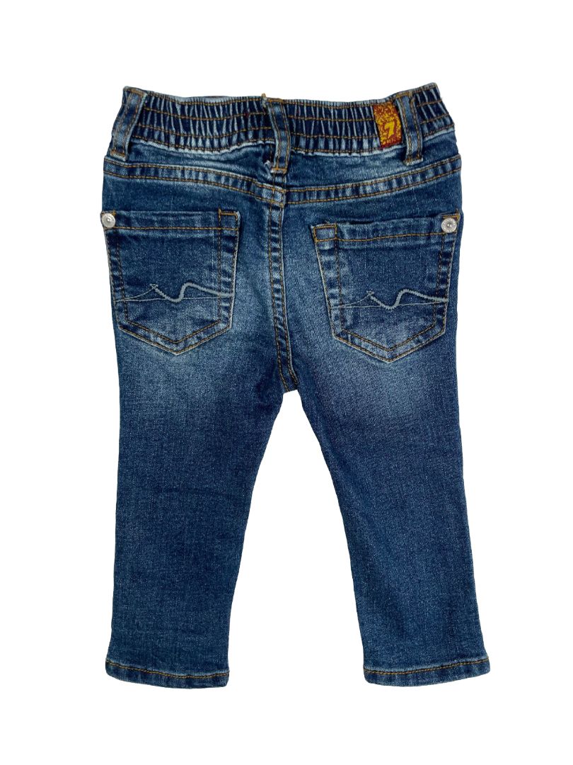 12 mo, 7 for All Mankind, Blue, Stretch skinny jeans, elastic waist with snap