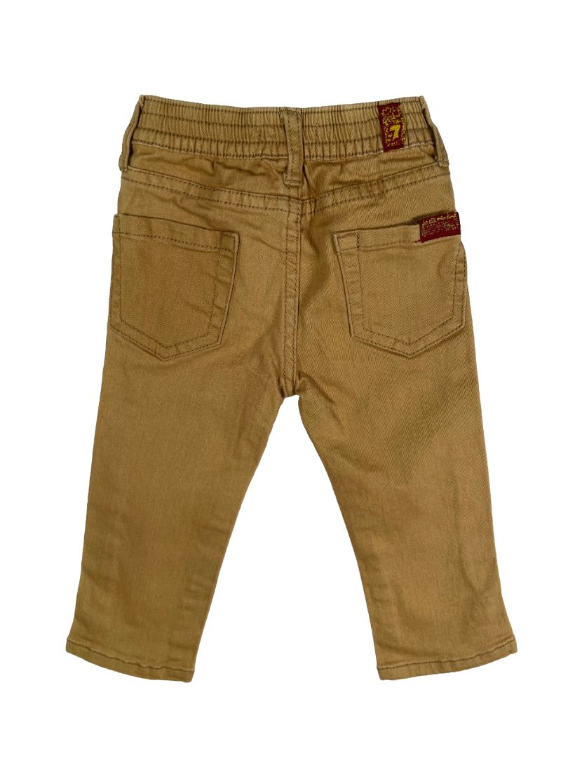 12 mo, 7 for All Mankind, Brown, Stretch skinny jeans, elastic waist with snap