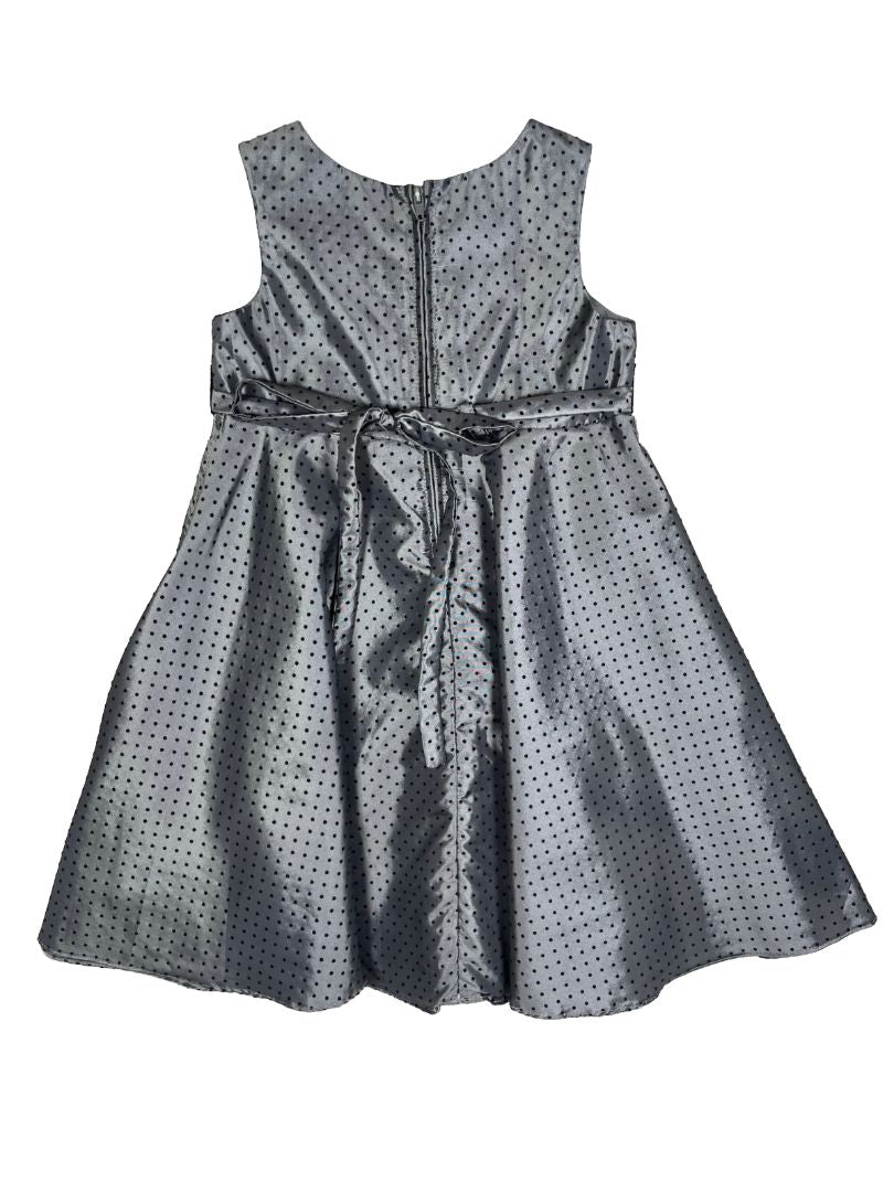 2/2T, Sophie Rose, Silver, Black polka dot sleeveless dress, velvet waist, fixed rhinestone buckle, tie