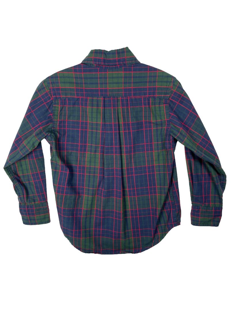 3/3T, Chaps, Blue, Green/red plaid button-up shirt