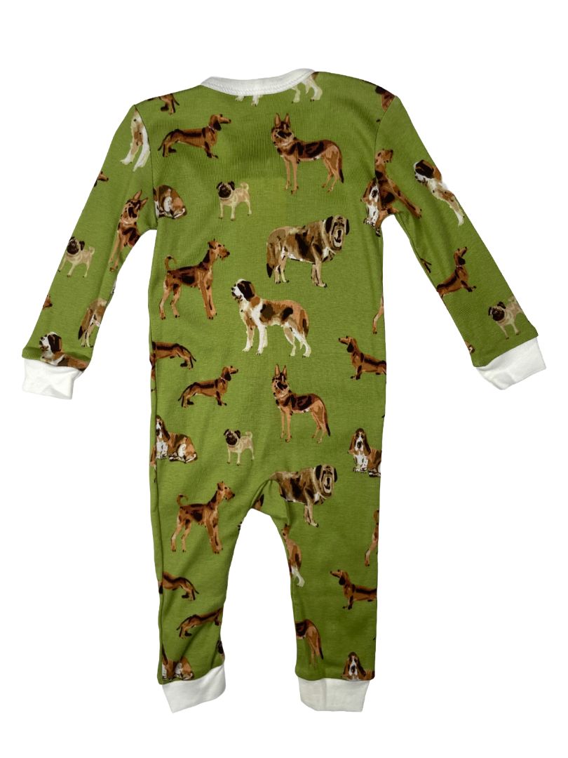 3-6 mo, Milkbarn, Green, NEW w/ tags - Dog zip-up sleeper