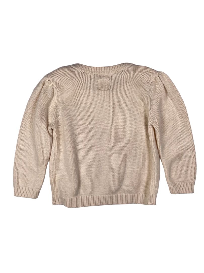 6-12 mo, babyGap, Cream, Grey "LOVE" knit puff-sleeve sweater with red heart