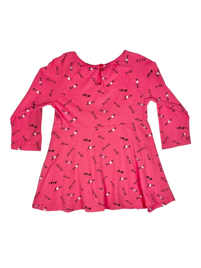 2/2T, babyGap, Pink, Long-sleeve dress w/ XOXO & Love pattern