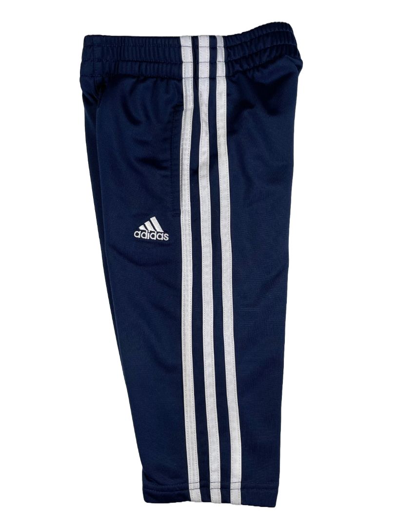 2/2T Adidas, Blue, Medium-weight pull-on activewear pants, white 3-stripe sides, pockets