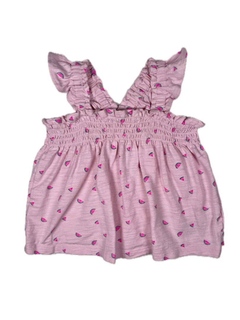 2/2T, babyGap, Pink, Watermelon print tank top, smocked chest w/ elastic ruffle straps