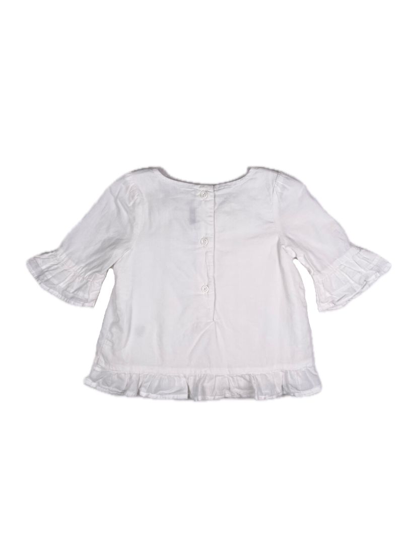 18-24 mo, Janie and Jack, White, Blouse w/ embroidery & bell sleeves, lined