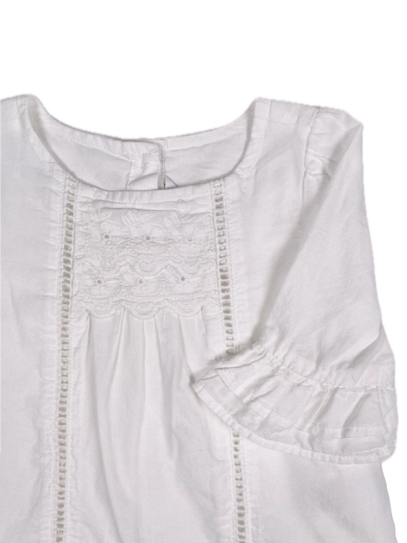 18-24 mo, Janie and Jack, White, Blouse w/ embroidery & bell sleeves, lined