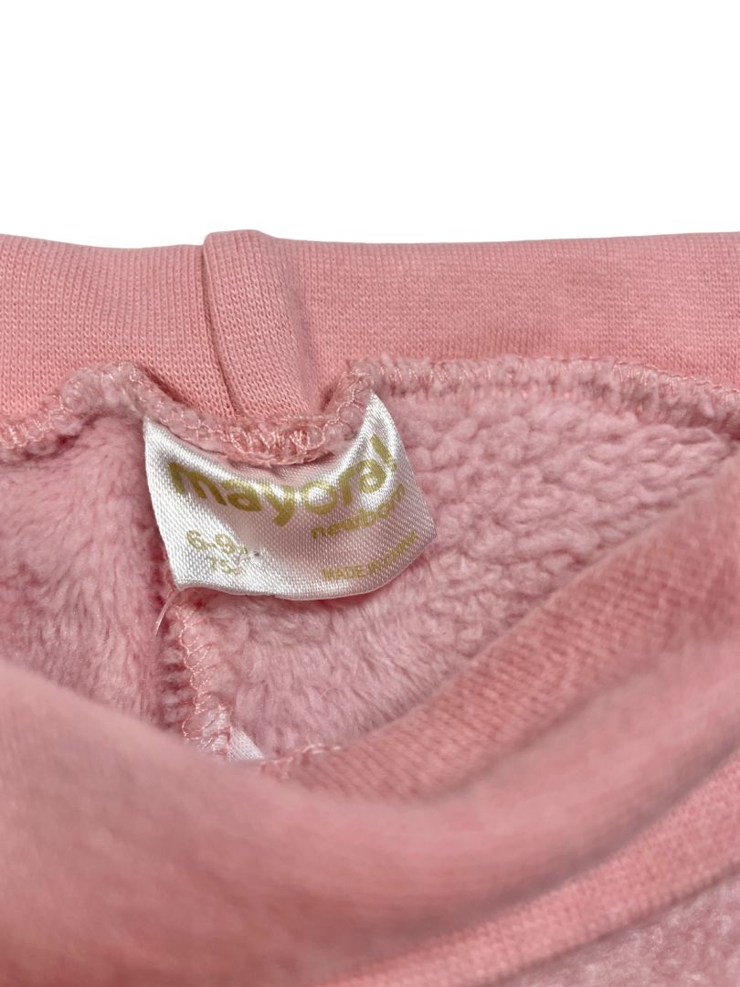 6-9 mo, Mayoral, Pink, Bouclé bunny pocket, circle tufted soft sweatshirt + sweatpants SET