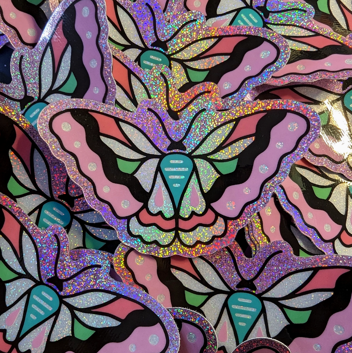 Wildkat Studio, Pink Butterfly Glitter Sticker