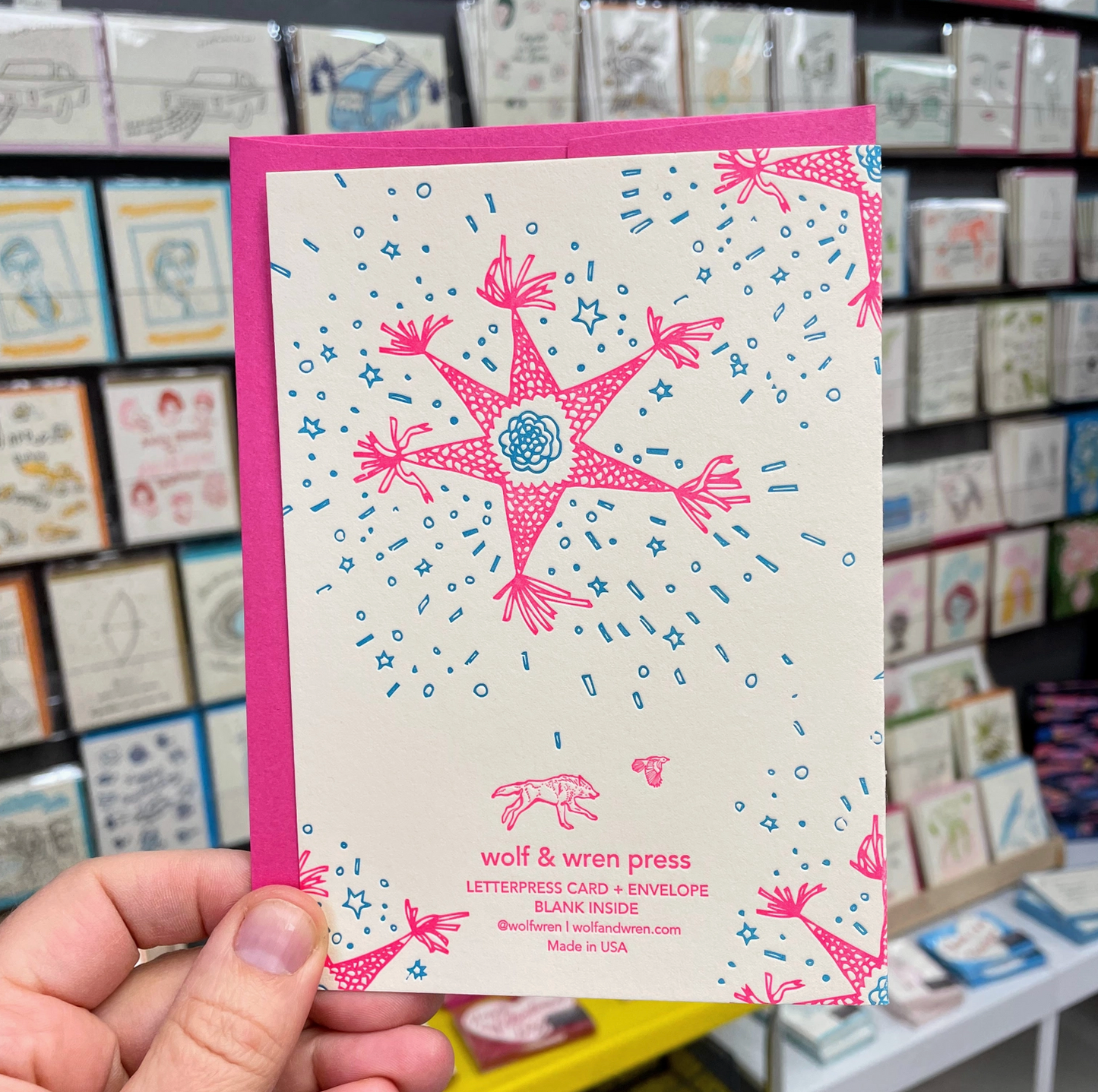 Wolf & Wren Press, Feliz Cumpleanos letterpress pinata card