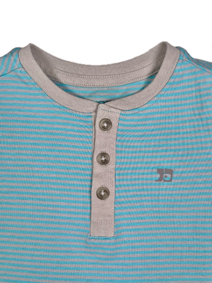 2/2T Joe's, Blue, Short-sleeve henley t-shirt, grey stripe