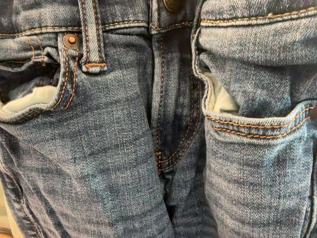 7-8, Abercrombie Kids, Blue, Medium wash straight leg denim jeans
