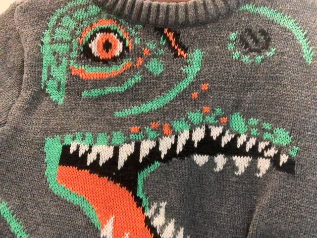 3/3T, Old Navy, Grey, T-Rex knit pullover sweater