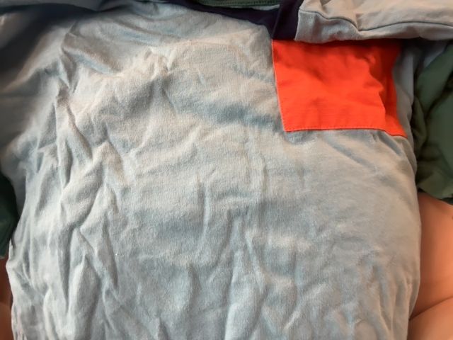 10-11, Boden, Blue, Color block short-sleeve t-shirt, orange pocket