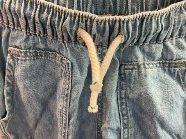 4/4T, Zara, Blue, Light wash chambray drawstring patch pocket pants