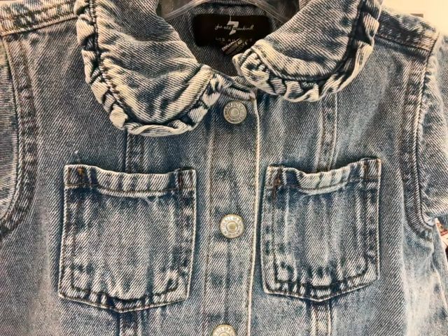2/2T, 7 for All Mankind, Blue, Acid wash denim snap-up shirt dress