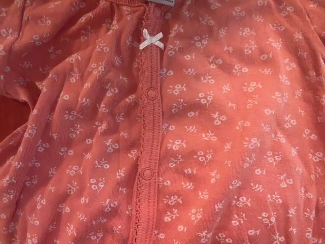 3 mo, Petit Bateau, Pink, White floral snap-up romper