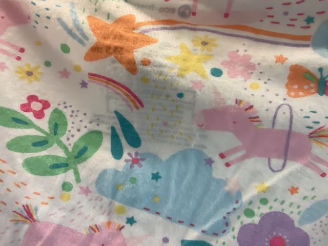 0-3 mo, Magnetic Me, White, Pastel unicorn & floral magnetic closure footed sleeper