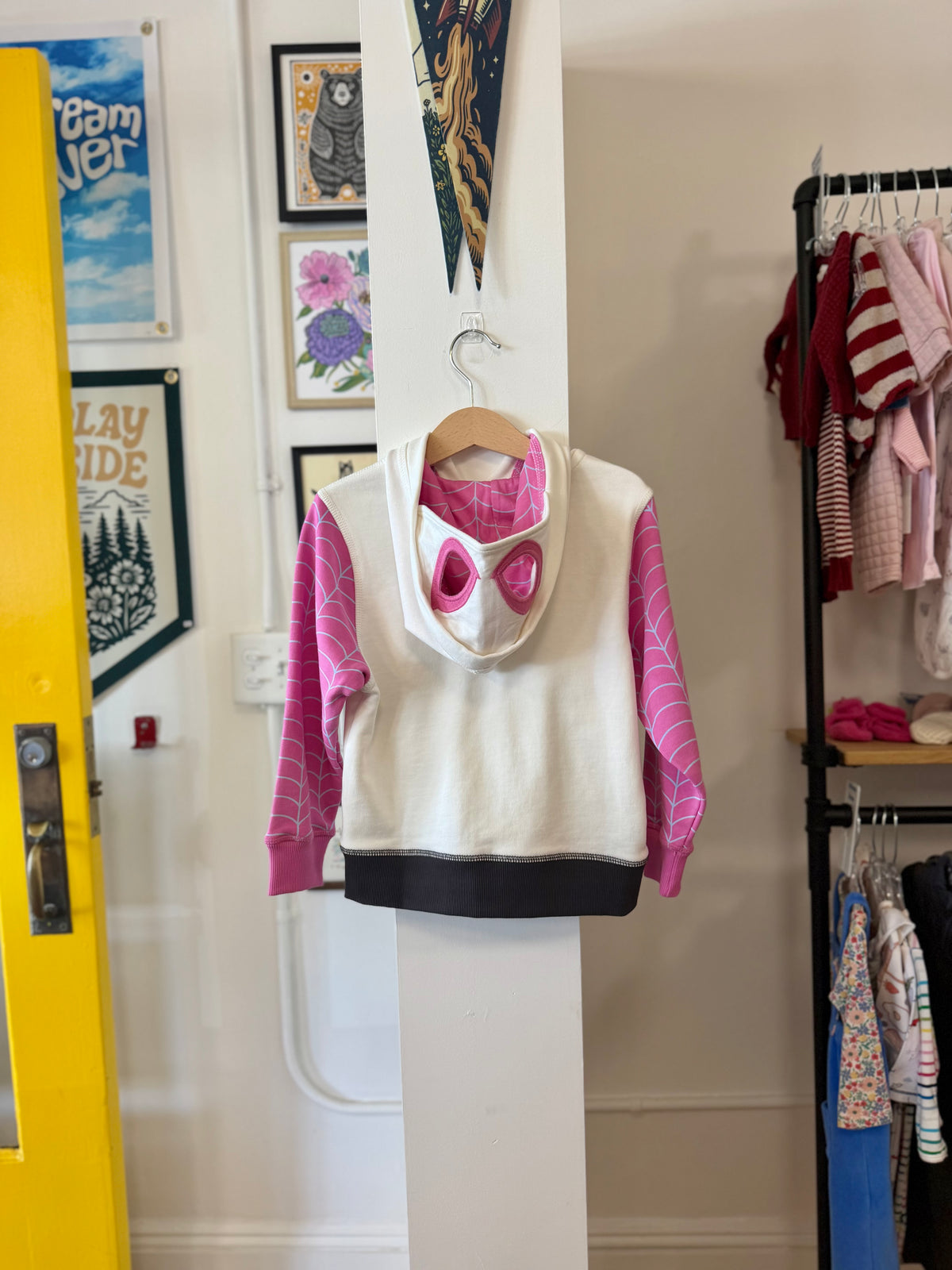 4/4T, Hanna Andersson, White, NEW w/o tags - Marvel Ghost-Spider zip-up terry hoodie w/ eye mask