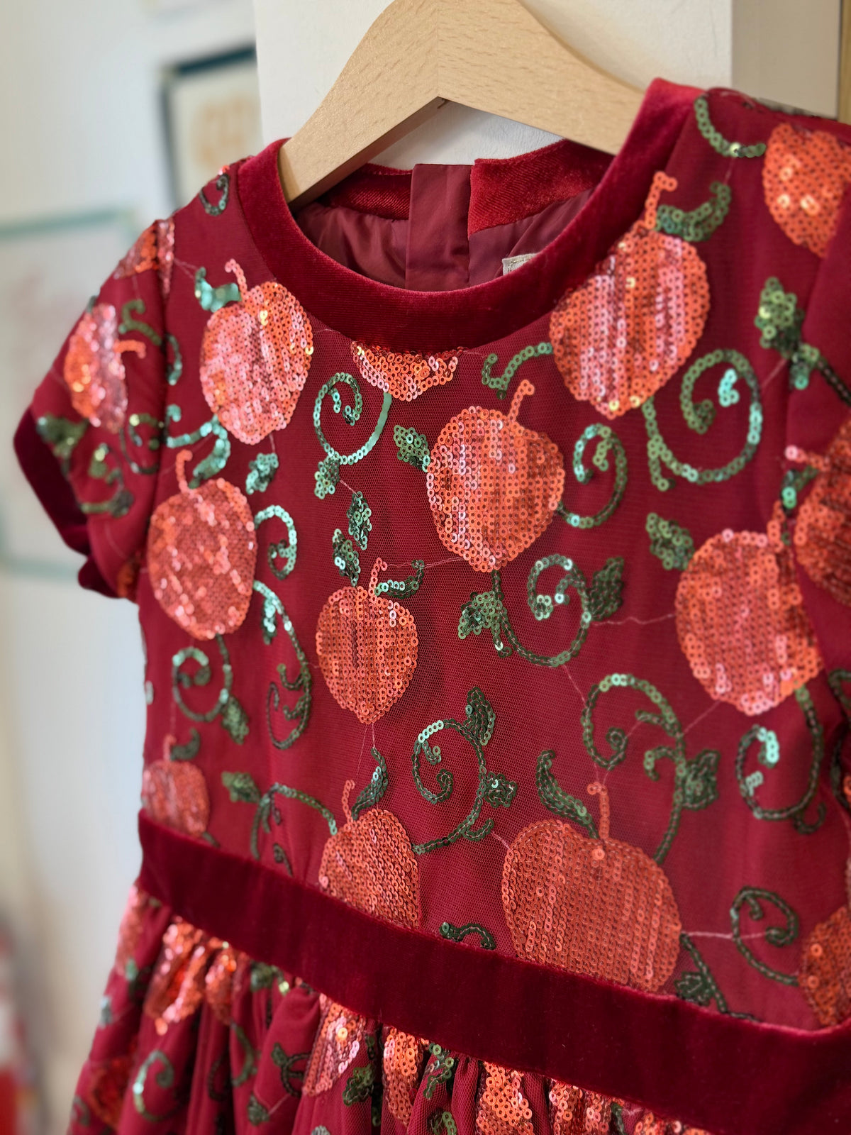 5-6, Disney, Red, Sequin apple Snow White dress, velvet accents