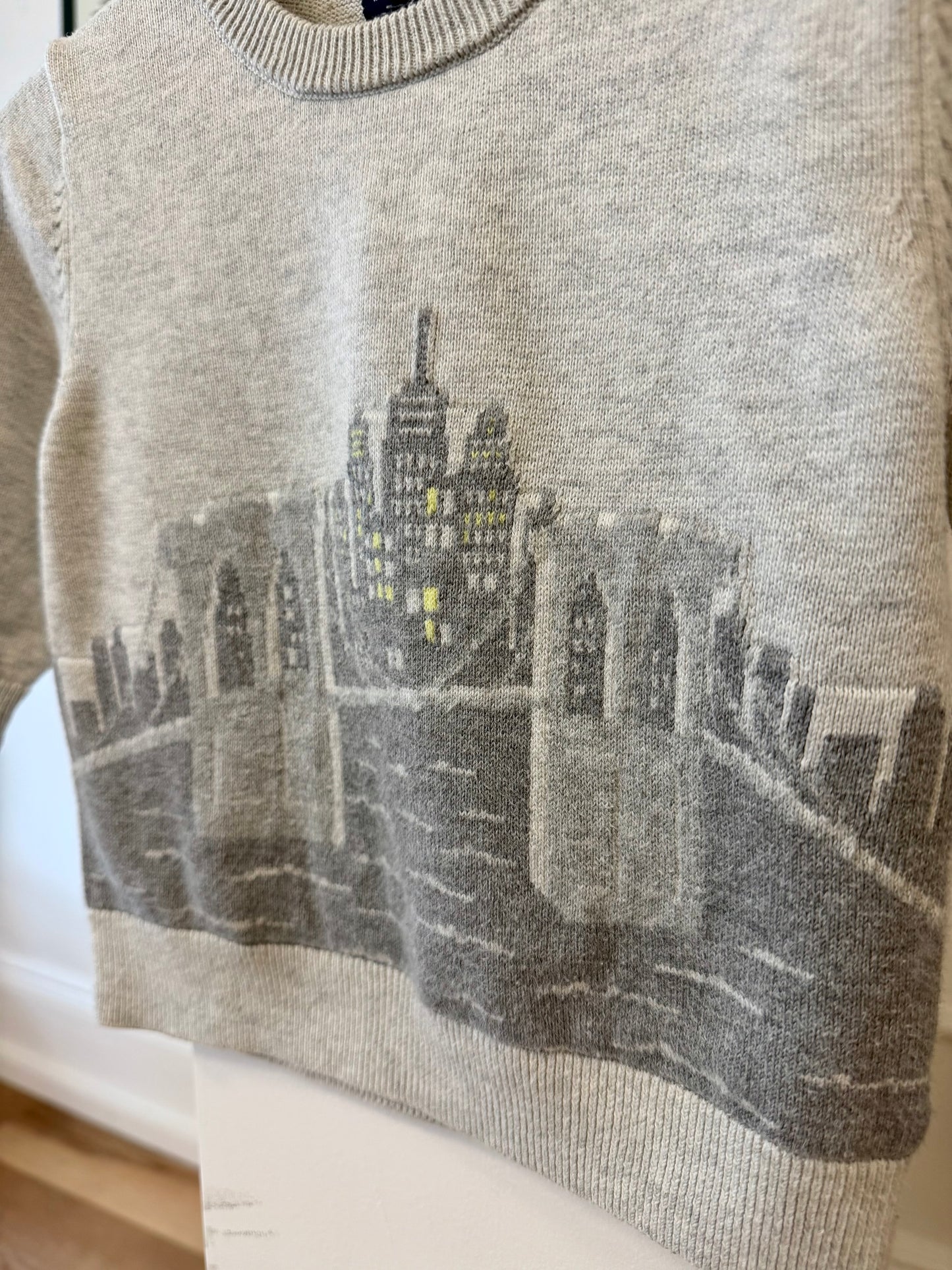 6-12 mo, babyGap, Grey, Brooklyn Bridge NYC jacquard sweater