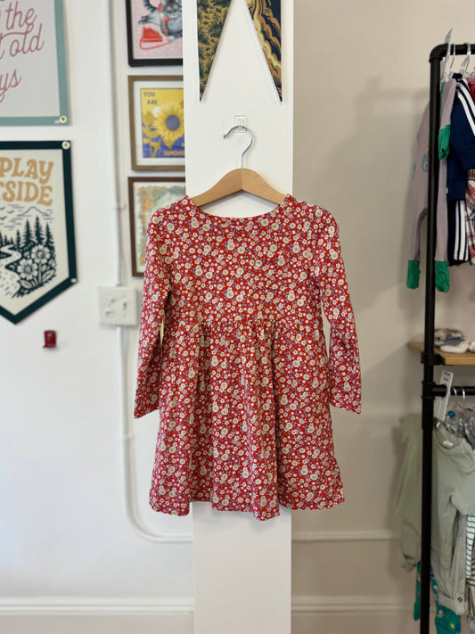 5-6, Boden, Red, White floral print long-sleeve t-shirt dress