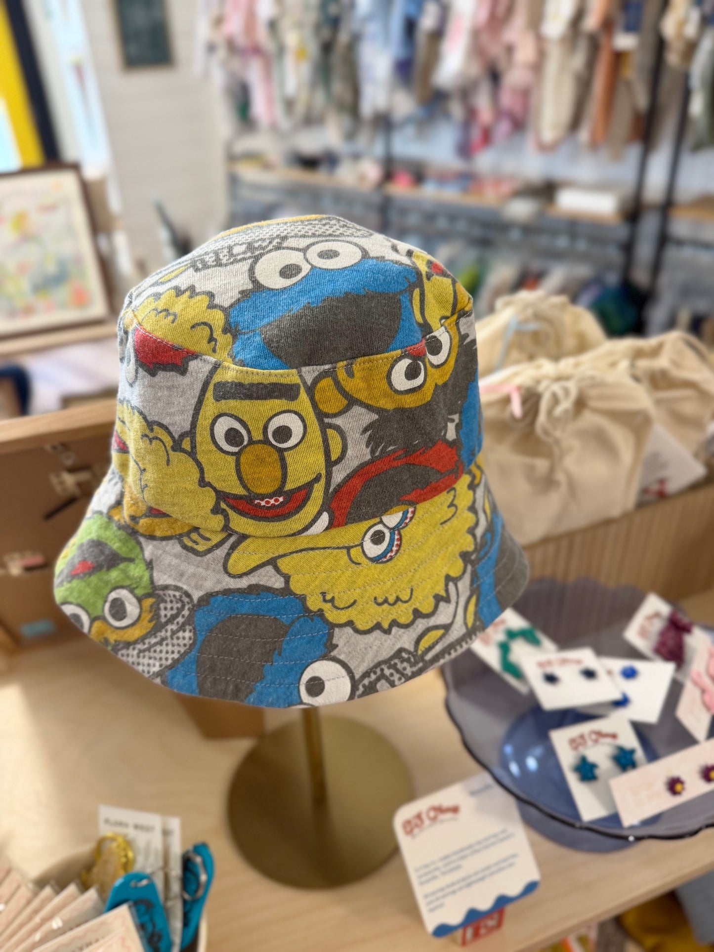 2/2T, Sesame Street, Grey, Character faces cotton bucket hat