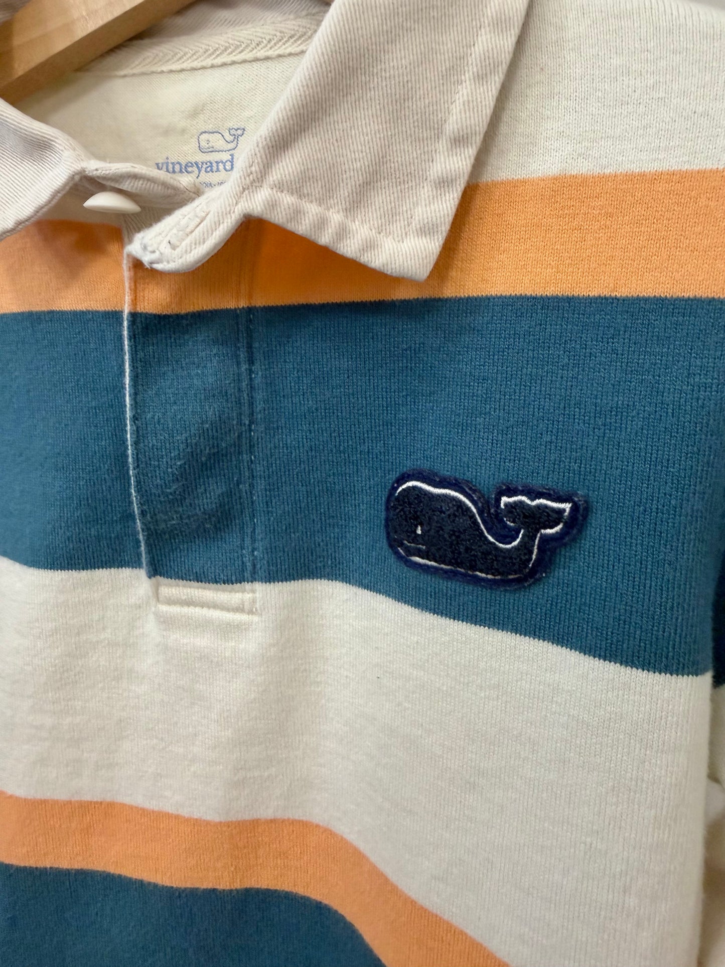 7, Vineyard Vines, Cream, Long-sleeve rugby shirt, teal/orange