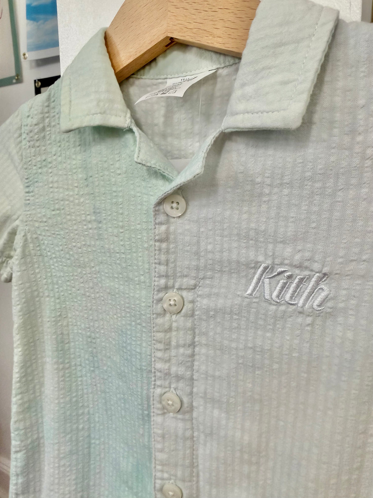 3-6 mo, Kith, Blue, Ombre short-sleeve button-down romper