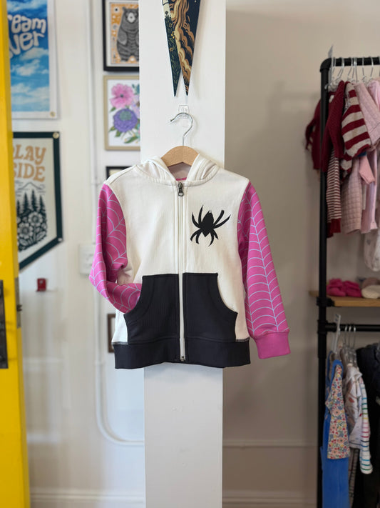 4/4T, Hanna Andersson, White, NEW w/o tags - Marvel Ghost-Spider zip-up terry hoodie w/ eye mask