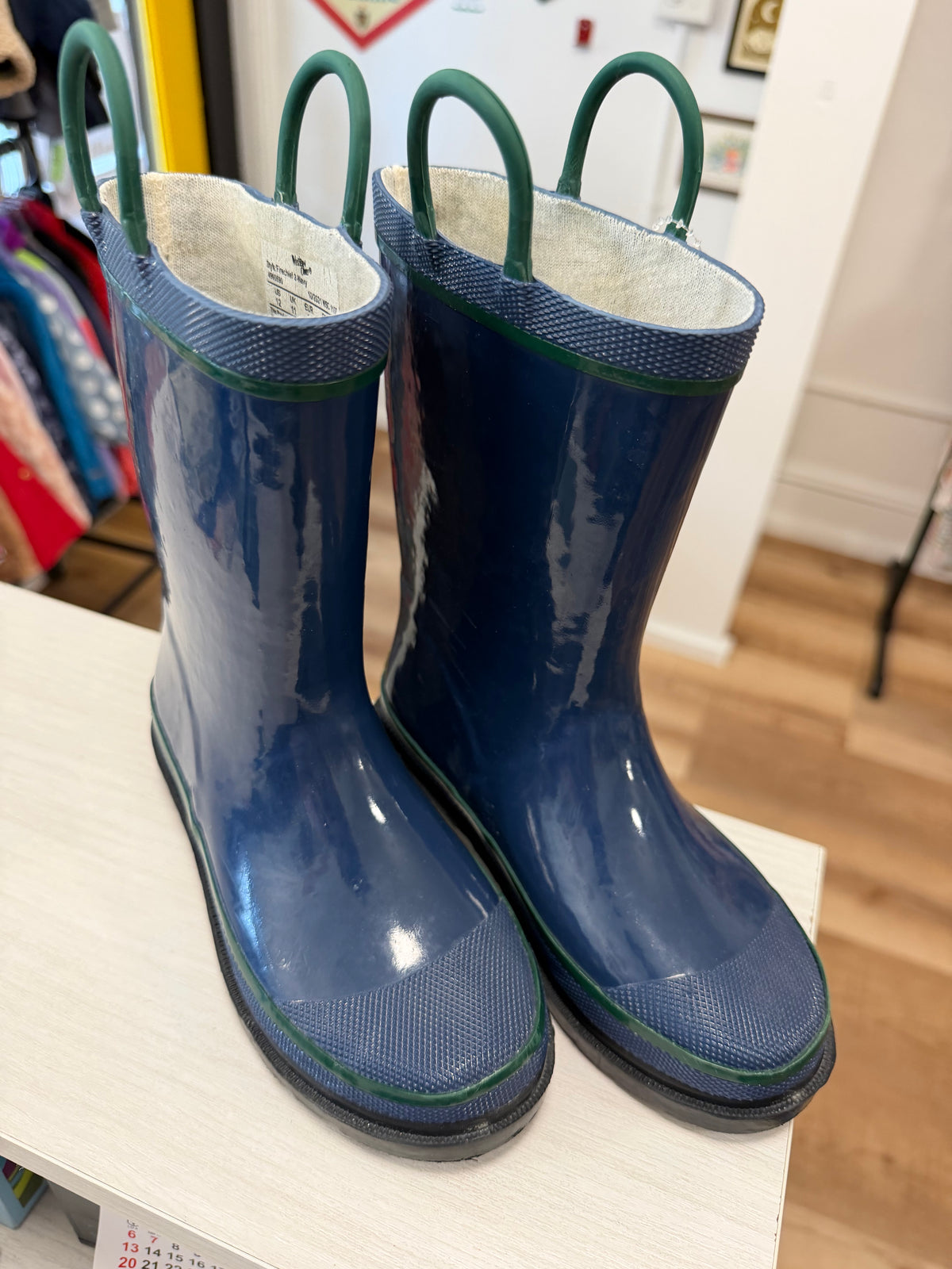 Size 12, Western Chief, Blue, Rain boots, green accents