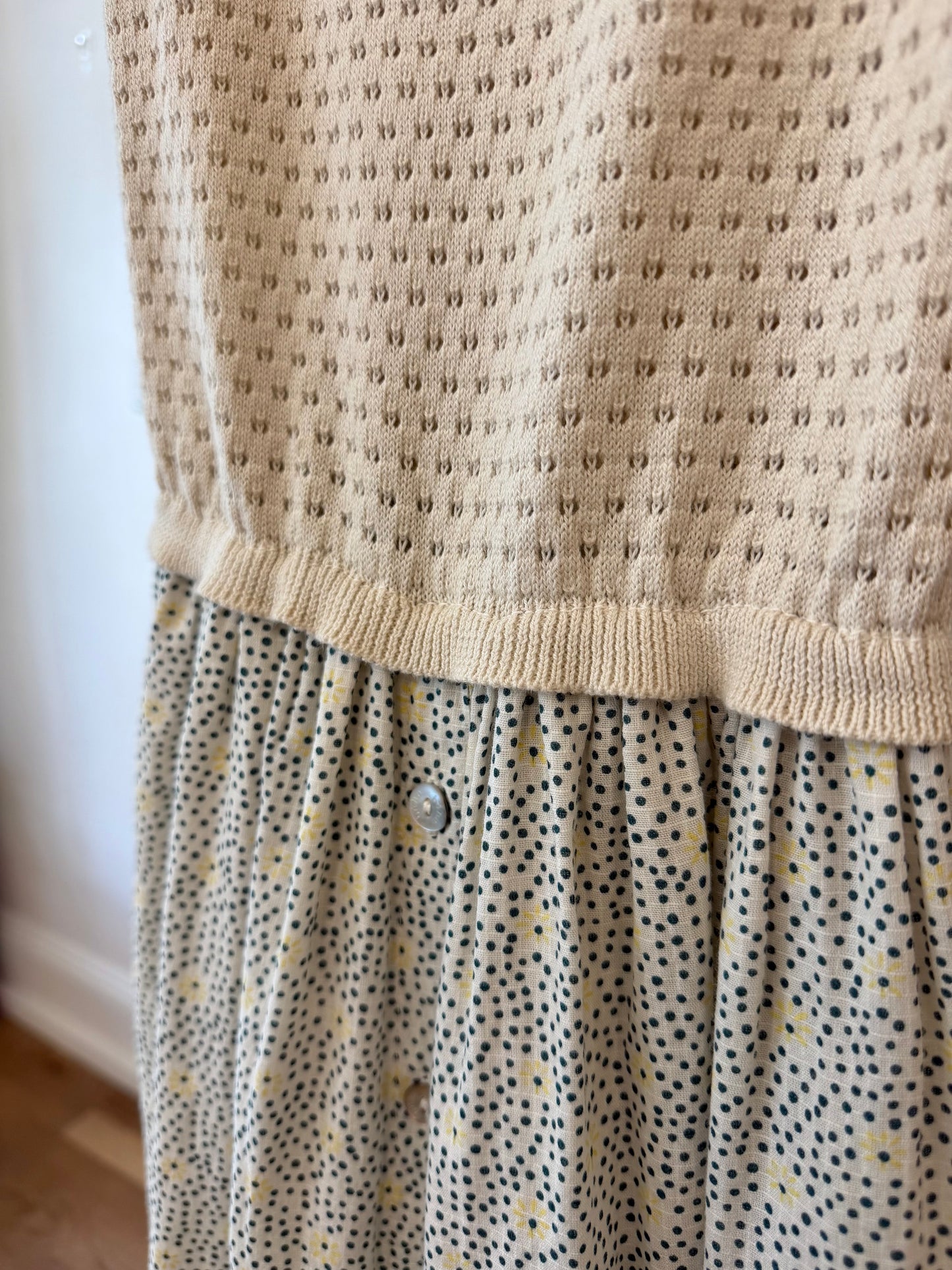 8, Búho, Cream, Crochet top bow strap dress, floral button-down skirt