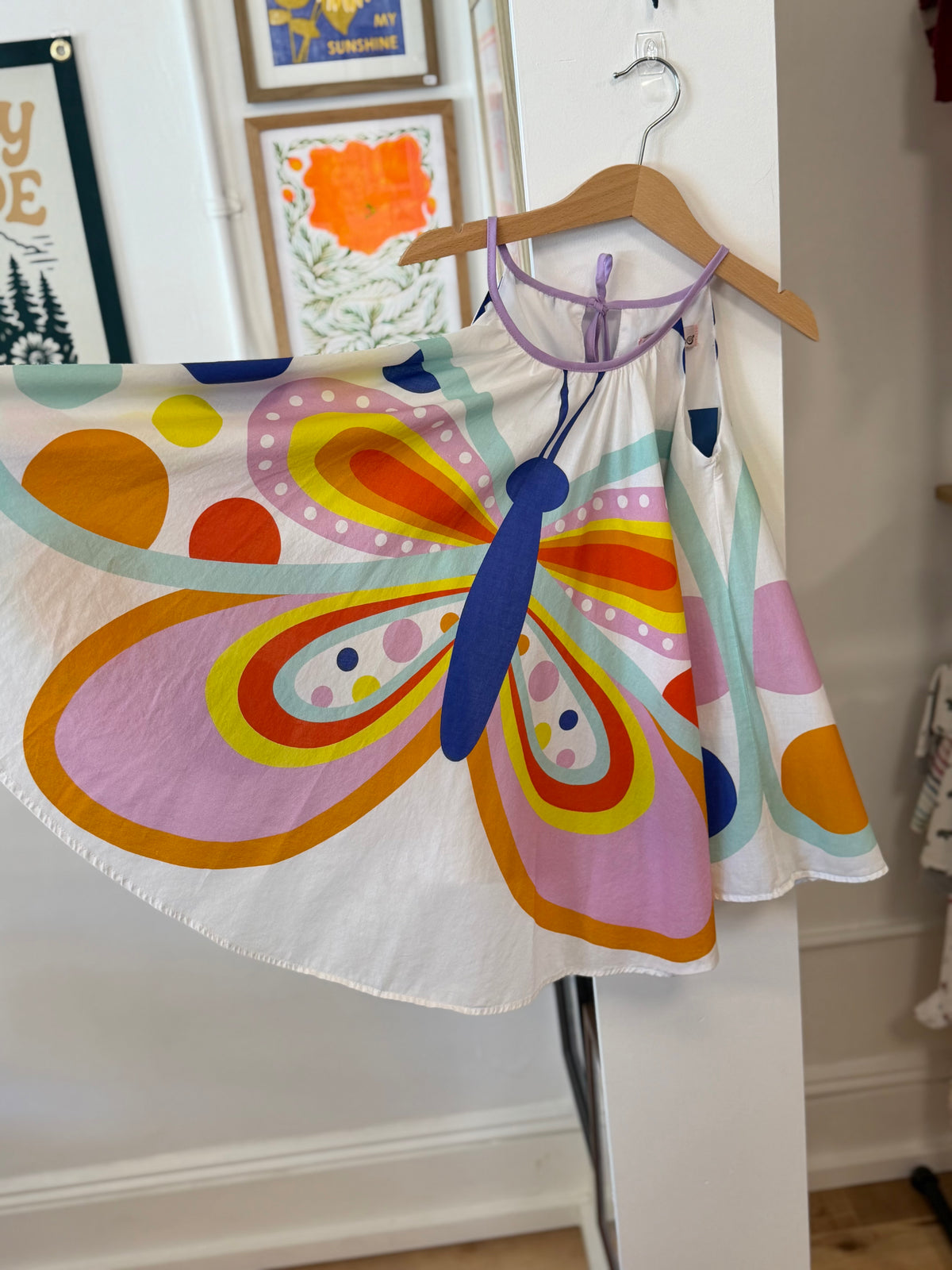 4/4T, Halabaloo, White, Spaghetti strap butterfly dress