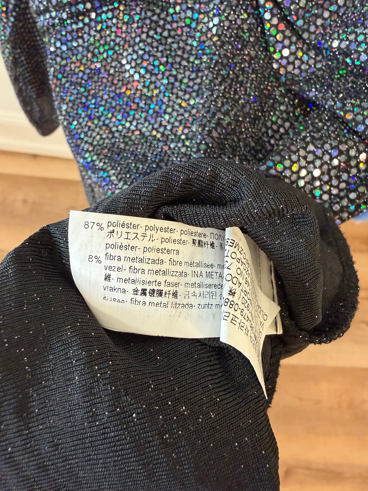 9, Zara, Black, Iridescent sequin long-sleeve twist front dress