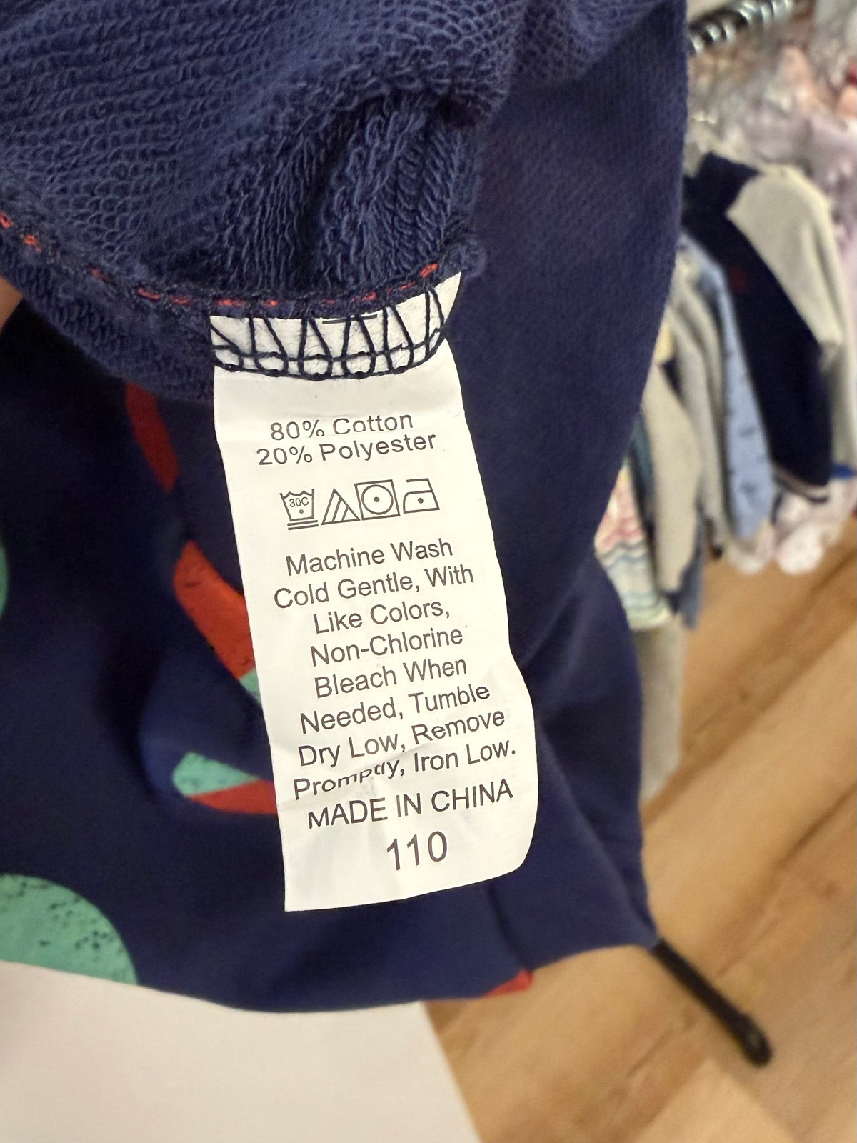4/4T, Throwing Tiny Fits, Blue, Green/red circles trees graphic terry crewneck sweatshirt