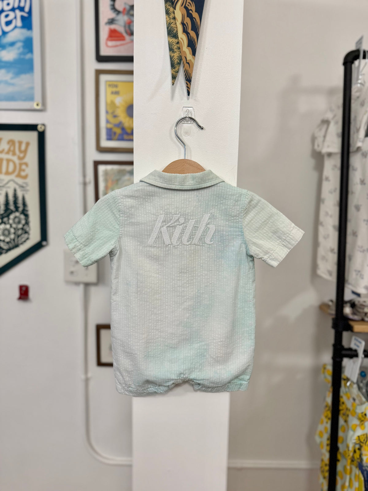 3-6 mo, Kith, Blue, Ombre short-sleeve button-down romper