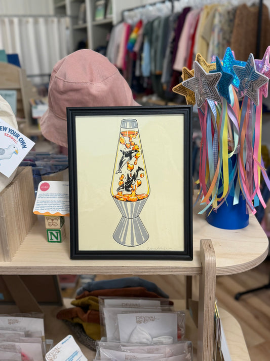 Steel Bison, Orca Lava Lamp Signed 8" x 10" Silkscreen Print, framed