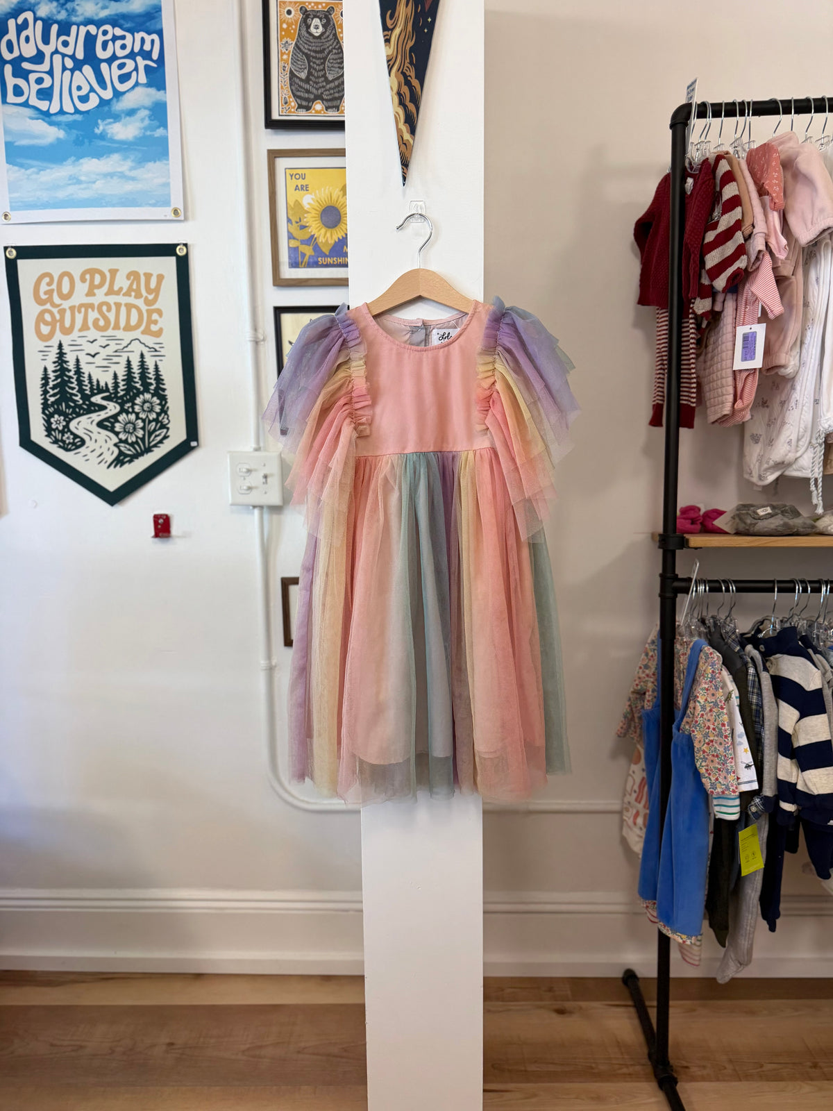6-7, Lola + The Boys, Pink, Rainbow tulle dress