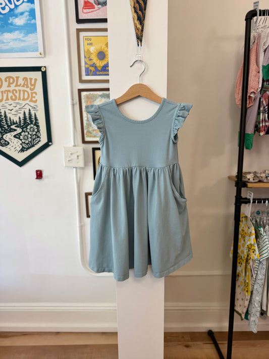 5/5T, Hanna Andersson, Blue, Flutter sleeve dress, pockets