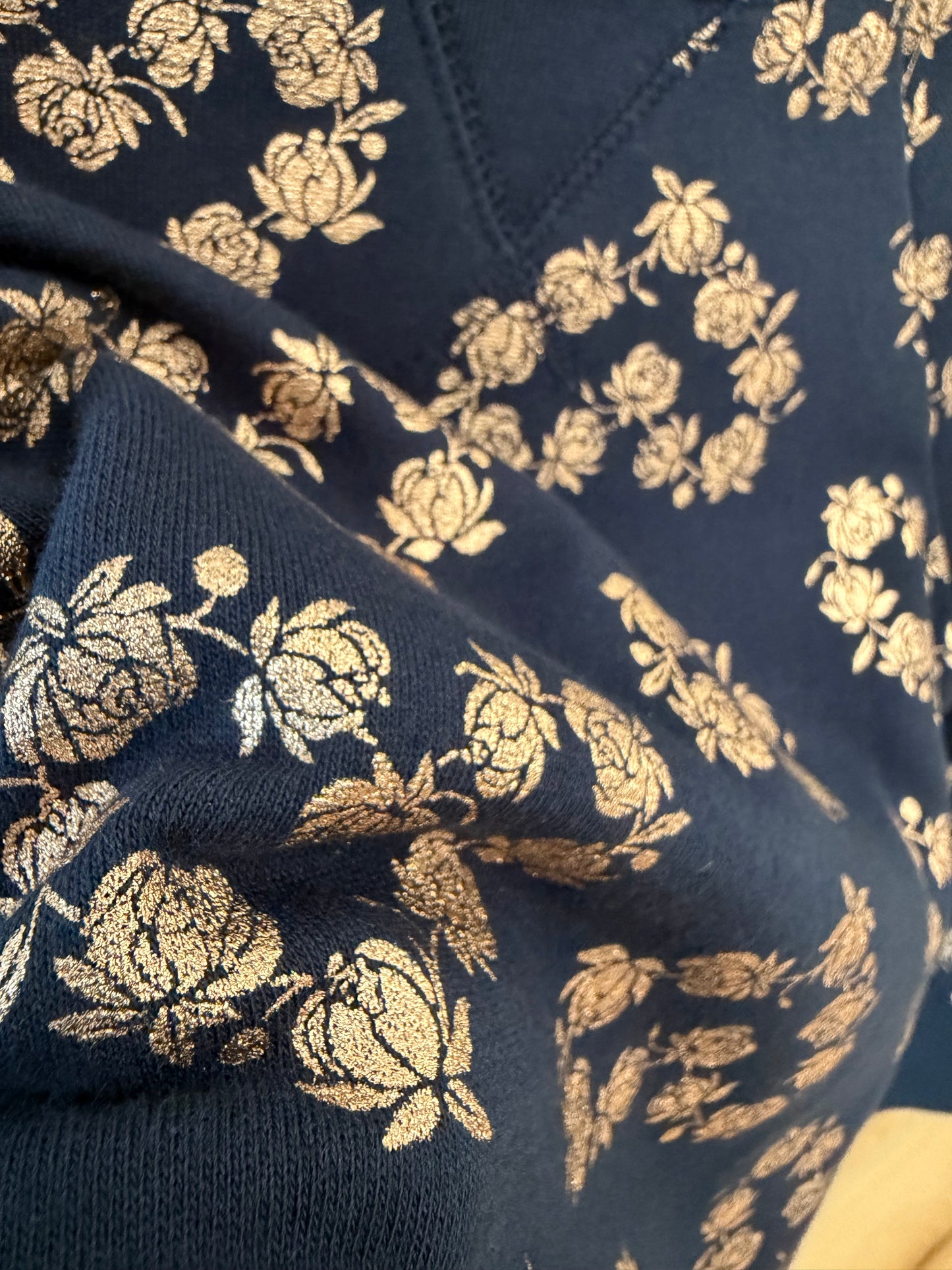 4/4T, J.Crew Crewcuts, Blue, NEW w/ tags - Terry drop waist sweatshirt dress, metallic foil flower hearts