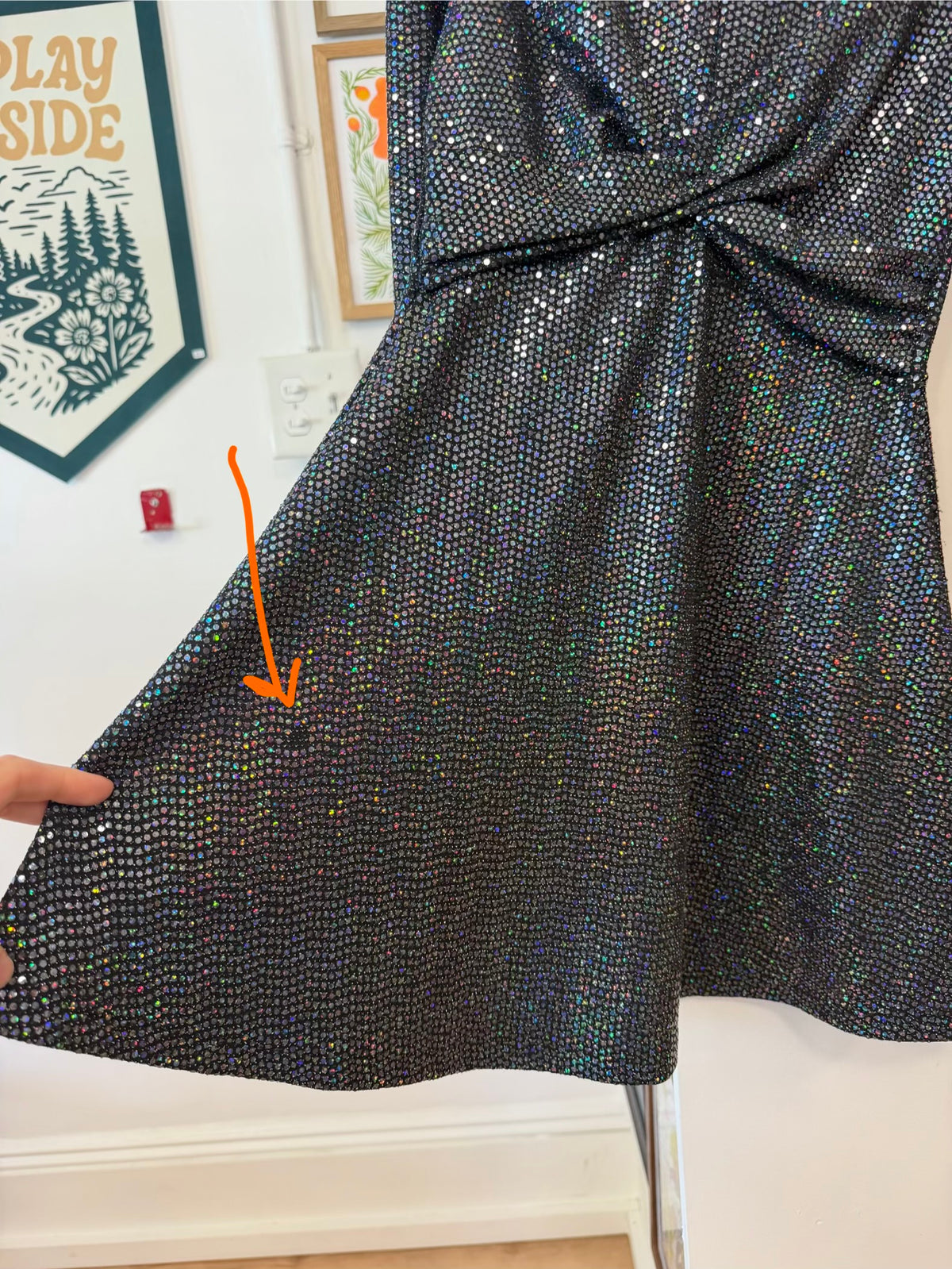9, Zara, Black, Iridescent sequin long-sleeve twist front dress