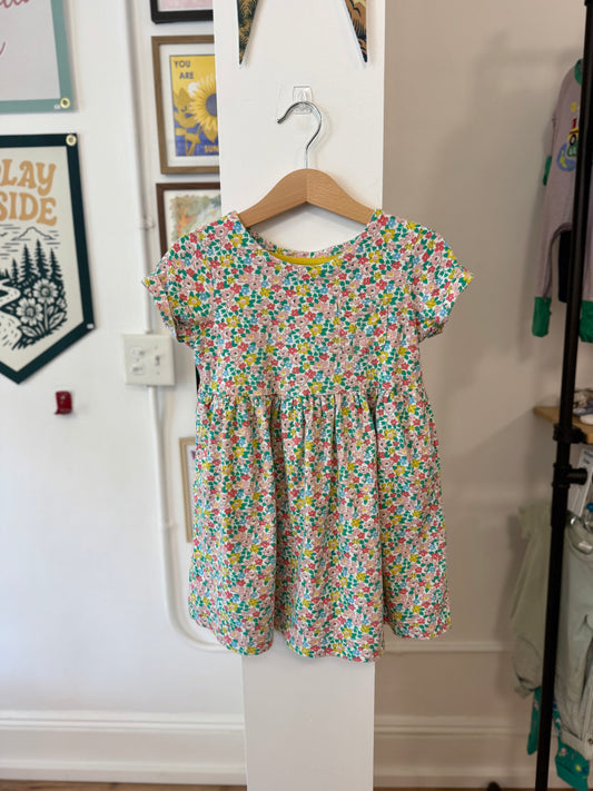4-5, Boden, White, Pink/blue/yellow floral pocket t-shirt dress