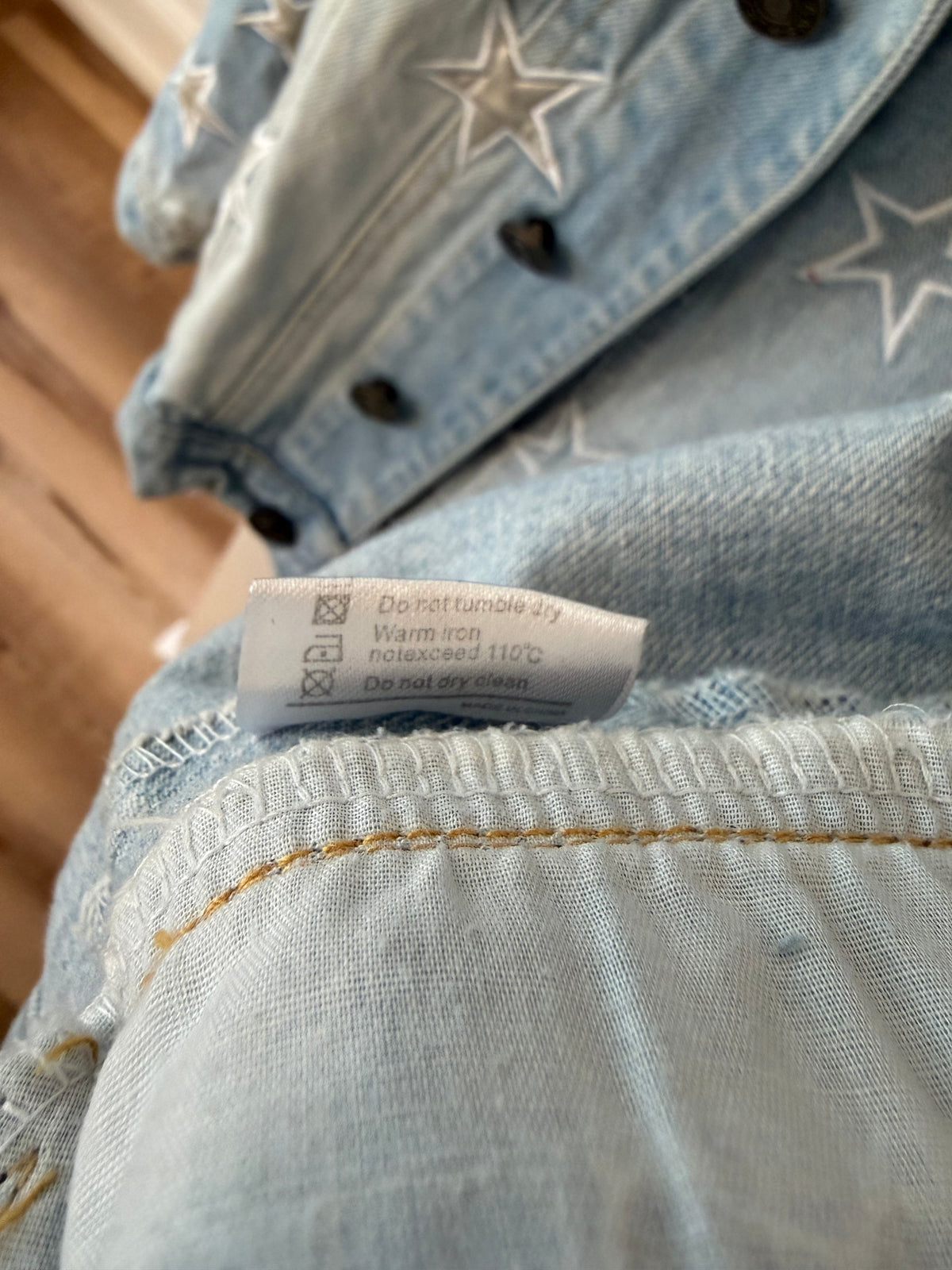 4/4T, Lola + The Boys, Blue, Silver embroidered star denim button-up jacket