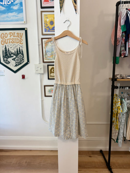 8, Búho, Cream, Crochet top bow strap dress, floral button-down skirt