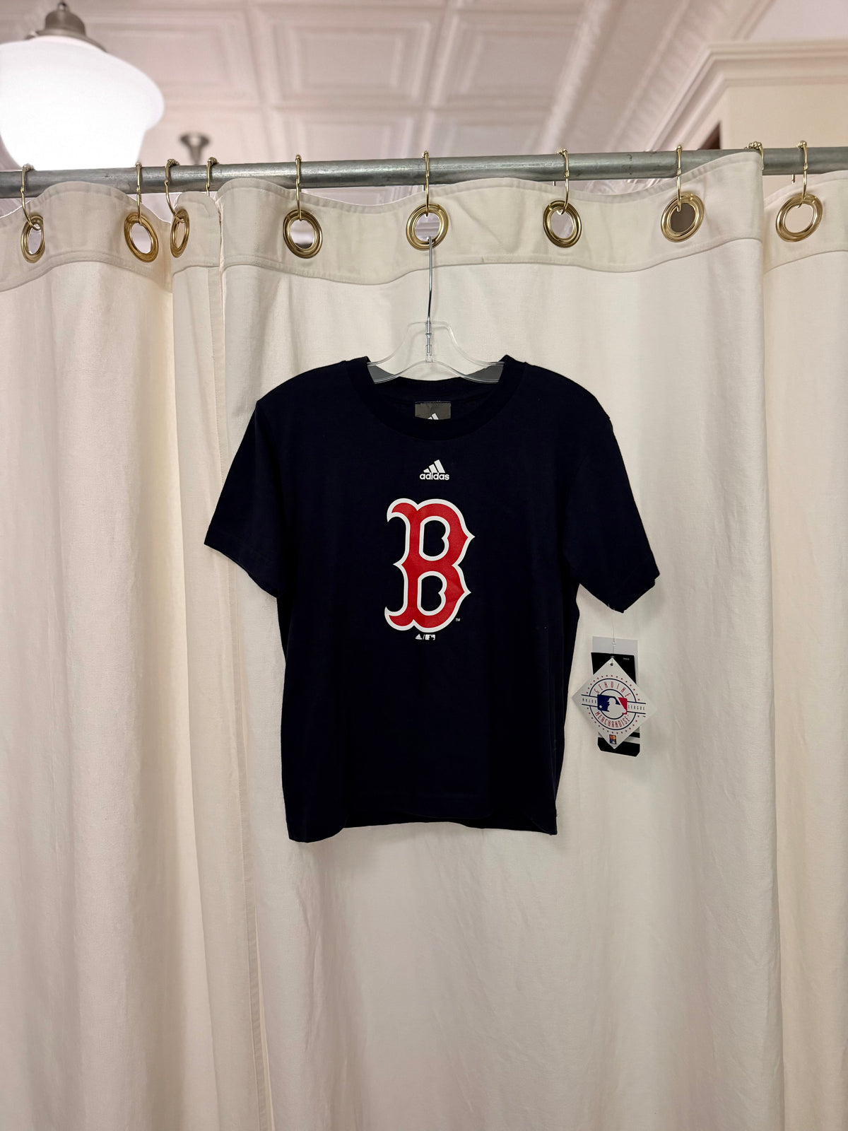 5-6, Adidas, NAVY, NEW w/ tags - Boston Red Sox red B logo t-shirt