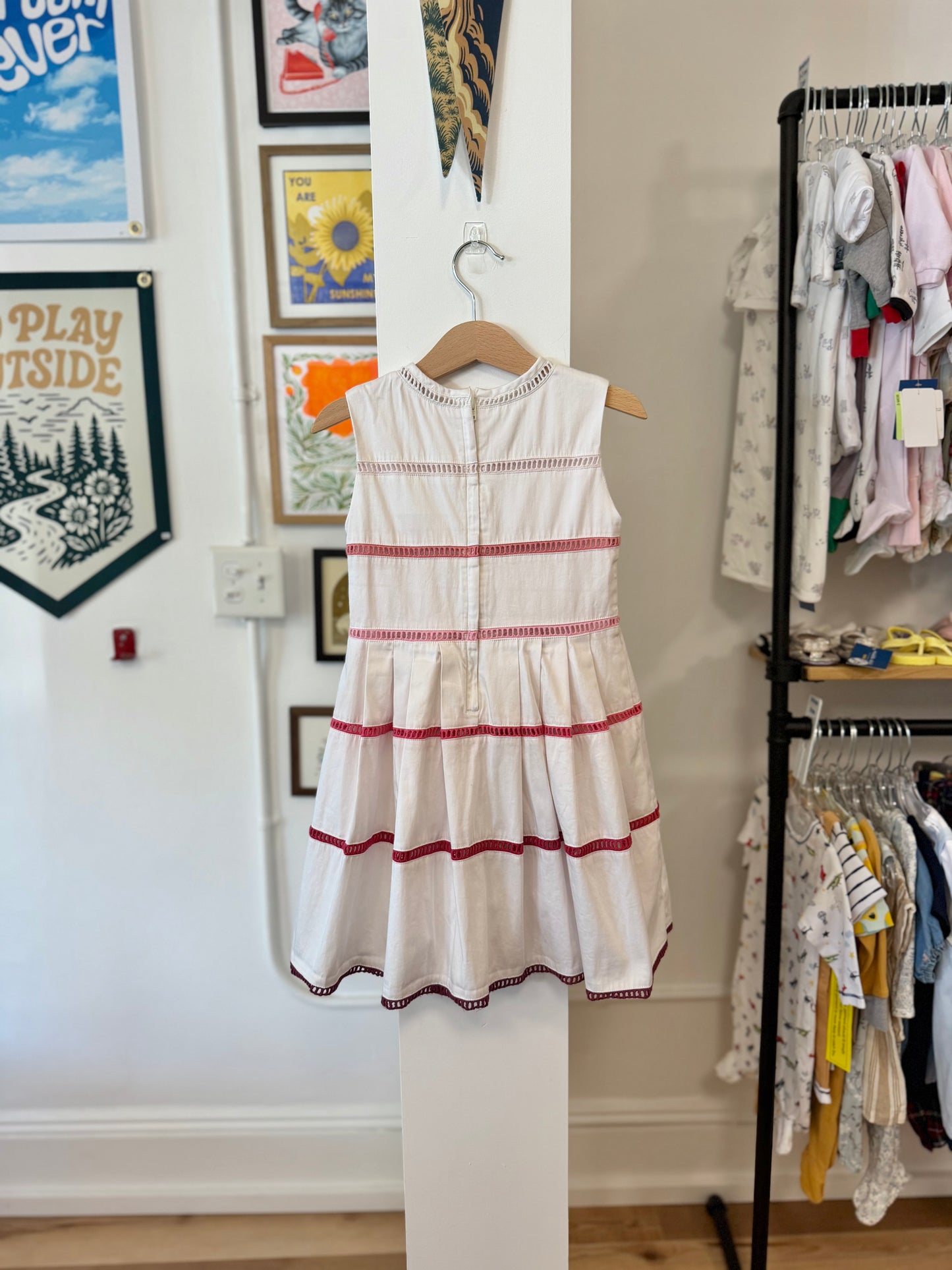 6, J.Crew Factory, White, Ombre bows & windowpane lace sleeveless dress