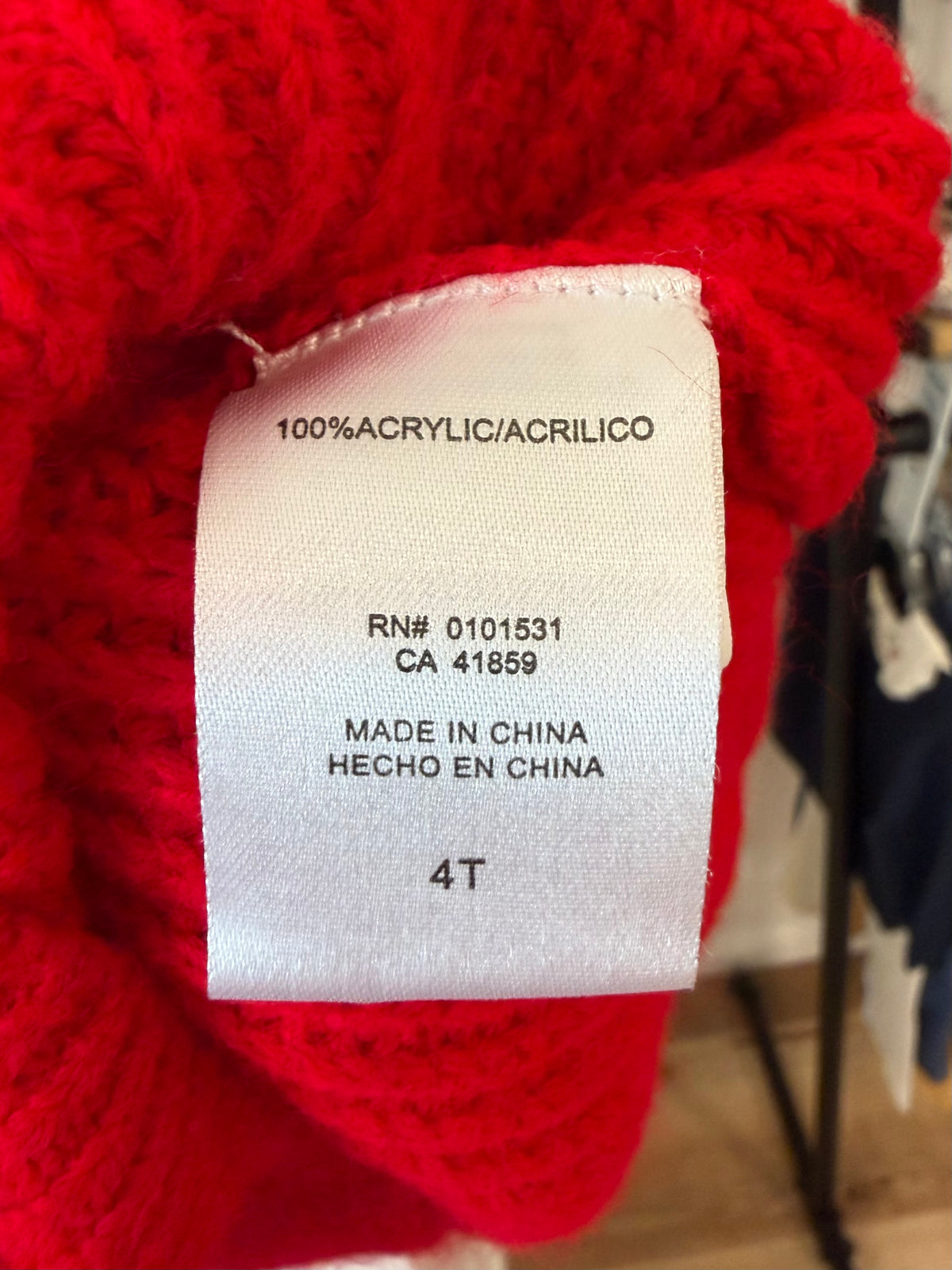 4/4T, Disney, Red, Minnie embroidered cozy knit sweater, appliqué